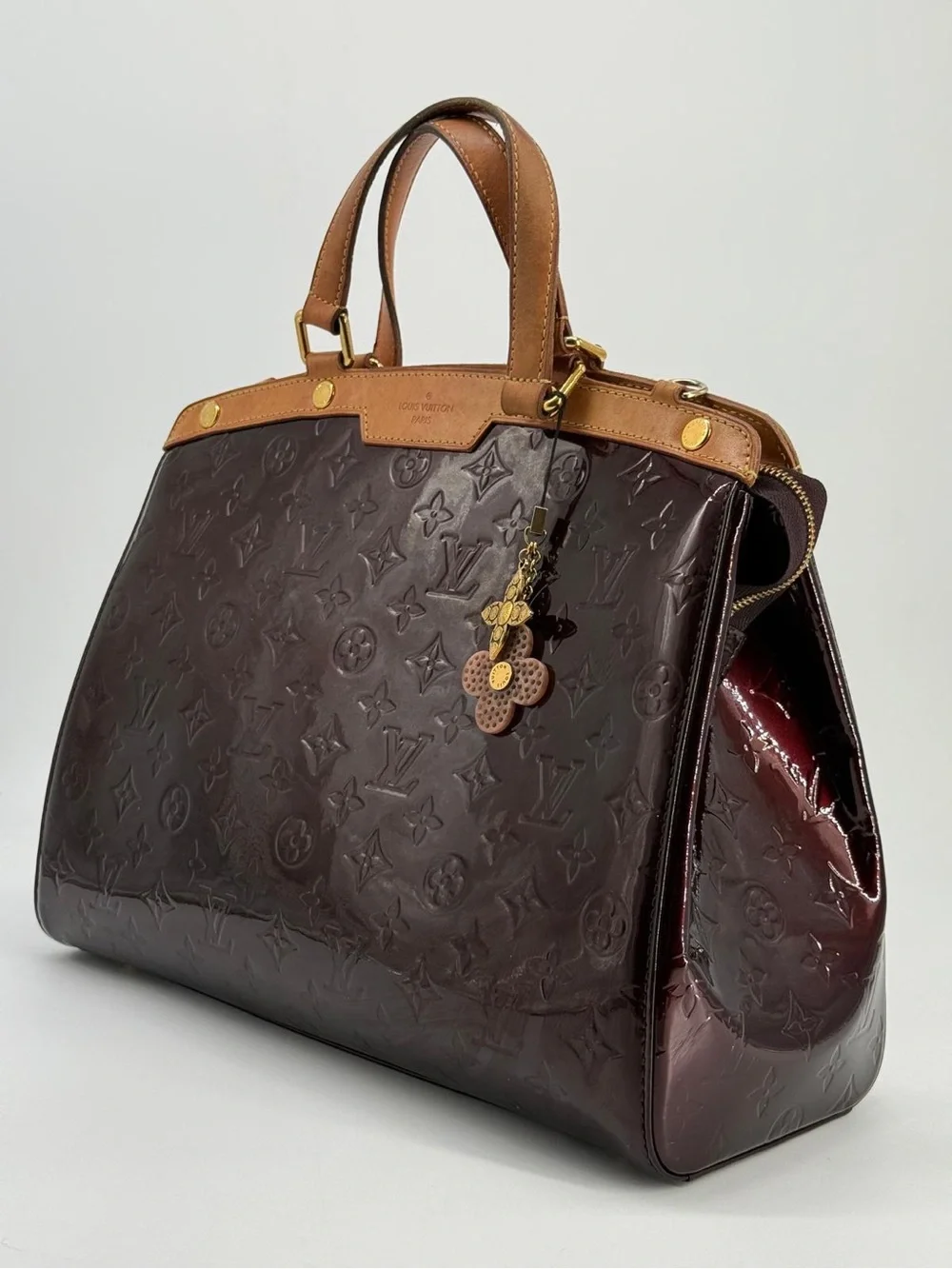 Louis Vuitton Amarante Monogram Vernis Brea MM Top Handle Shoulder Bag
